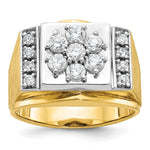 IBGoodman 14k Two Tone 1 carat Lab Grown Diamond VS/SI+ G+ Complete Men's Polished and Satin Cluster Ring