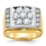 IBGoodman 14k Two Tone 1 1/2 carat Lab Grown Diamond VS/SI+ G+ Complete Men's Polished and Satin Cluster Ring