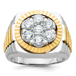 IBGoodman 14k Two-Tone 2 carat Lab Grown Diamond VS/SI+ G+ Complete Ribbed Men's Cluster Ring