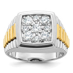 14k Two-tone IBGoodman Men's Complete Lab Grown VS/SI FGH Dia Cluster Ring