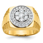 IBGoodman 14k Two-Tone 1 carat Lab Grown Diamond VS/SI+ G+ Complete Satin and Textured Men's Cluster Ring