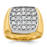 IBGoodman 14k Two Tone 1 1/2 carat Lab Grown Diamond VS/SI+ G+ Complete Men's Polished and Satin Cluster Ring
