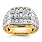 IBGoodman 14k Two Tone 1 carat Lab Grown Diamond VS/SI+ G+ Complete Men's Polished and Satin Cluster Ring