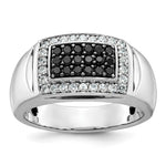 IBGoodman 14k White Gold 3/4 carat Lab Grown Diamond VS/SI+ G+ and Black Mined Diamond Complete Rectangle Cluster Men's Ring