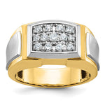 IBGoodman 14k with White Rhodium Men's Polished and Satin 1/2 Carat Lab Grown Diamond Cluster Ring