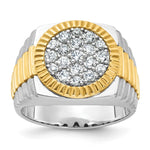 IBGoodman 14k Two-Tone 1 1/6 carat Lab Grown Diamond VS/SI+ G+ Complete Ribbed Men's Cluster Ring