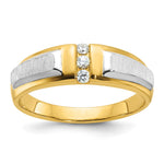 IBGoodman 14k Two-tone Men's Polished and Satin 3-Stone 1/8 Carat Lab Grown Diamond Ring