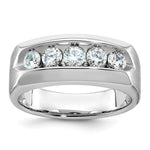 IBGoodman 14k White Gold 1 carat Lab Grown Diamond VS/SI+ G+ Five Stone Complete Polished and Satin Men's Ring