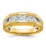 IBGoodman 14k Two-tone 1/2 carat Lab Grown Diamond VS/SI+ G+ Five Stone Complete Polished and Satin Men's Ring