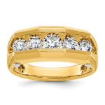 IBGoodman 14k Two-tone 1 1/2 carat Lab Grown Diamond VS/SI+ G+ Five Stone Polished and Satin Men's Ring