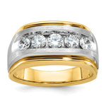 IBGoodman 14k Two-tone 1 carat Lab Grown Diamond VS/SI+ G+ Five Stone Complete Polished and Satin Men's Ring