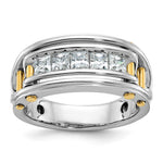 IBGoodman 14k Two-tone Men's Polished and Cut-Out 5-Stone 1 Carat Square Lab Grown Diamond Ring