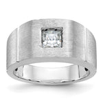 IBGoodman 14k White Gold Men's Polished and Satin Square Solitaire 2/3 Carat Lab Grown Diamond Ring