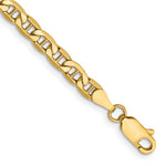 14K Semi-Solid Anchor with Lobster Clasp Bracelet