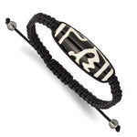 11x Tibet Eye Agate with Hematite Beads Black Cord Adjustable Bolo Bracelet