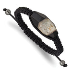 16x Milky Crystal Agate with Hematite Beads Black Cord Adjustable Bolo Bracelet