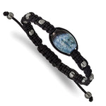12x Amethyst Crystal Agate and Hematite Beads Black Cord Adjustable Bolo Bracelet