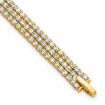Flash Gold-tone Polished 3-strand Crystal Bracelet
