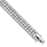 Silver-tone Polished 3-strand Crystal Bracelet
