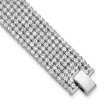 Silver-tone Polish Multi-strand Crystal Bracelet