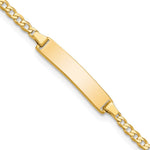 14k Polished Solid Chain/Solid Plate Flat Curb Link 22.5x Plate ID Bracelet
