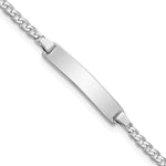 14k White Gold Polished Solid Chain/Solid Plate Flat Curb Link 20x Plate ID Bracelet