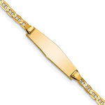 14k Polished Solid Chain/Solid Plate Flat Anchor Link Soft Diamond Shape 19.5x Plate ID Bracelet
