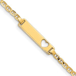 14k Polished Solid Chain/Solid Plate Anchor Link Cut-out Heart 21.5x Plate ID Bracelet