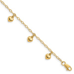 14K Puffed Heart Charm Bracelet