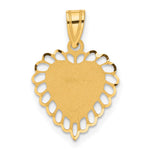 14K Polished and Satin Scalloped Border Engravable Heart Pendant