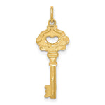 14K Polished Fancy Edge Heart Key Charm
