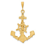 14k Large Anchor with Moveable Ships Wheel Charm