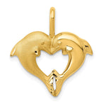 14k Satin and Polished Dolphin Heart Pendant