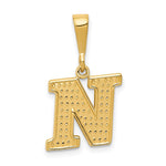 14k Textured Initial N Charm