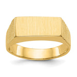 14k 15.0x Rectangle Open Back Mens Signet Ring