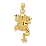 14k Frog with Green Enameled Eyes Charm