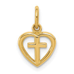 14k Cross in Heart Charm