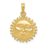 14k Solid Polished Reversible Sun Pendant