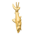 14K Hollow Polished 3-D Hanging Shark and Rope Pendant