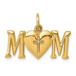 14k Polished MOM with Cross Charm