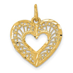 14K Polished Diamond-cut Filigree Heart Pendant