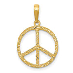 14k Textured Peace Sign Pendant