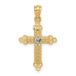 14K w/Rhodium Budded Cross Pendant