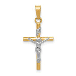 14k Two-tone INRI Crucifix Pendant