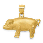14K Satin Diamond-cut Pig Pendant
