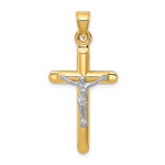14k Two-tone Hollow Crucifix Pendant