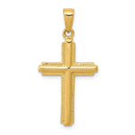 14K Cross with Striped Border Pendant