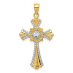 14k with White Rhodium Cross Pendant