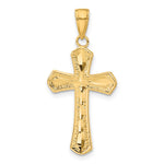 14K Diamond-cut Beveled Edges Cross Pendant