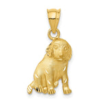 14k Satin Diamond-cut Dog Charm